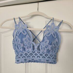 Three Bird Nest Zenana Outfitters periwinkle blue boho crochet lace bralette